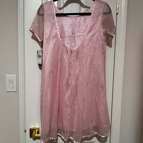 NWT S Essentials by ABS Shimmering Pink Mini Dress Open Back - Picture 6 of 7